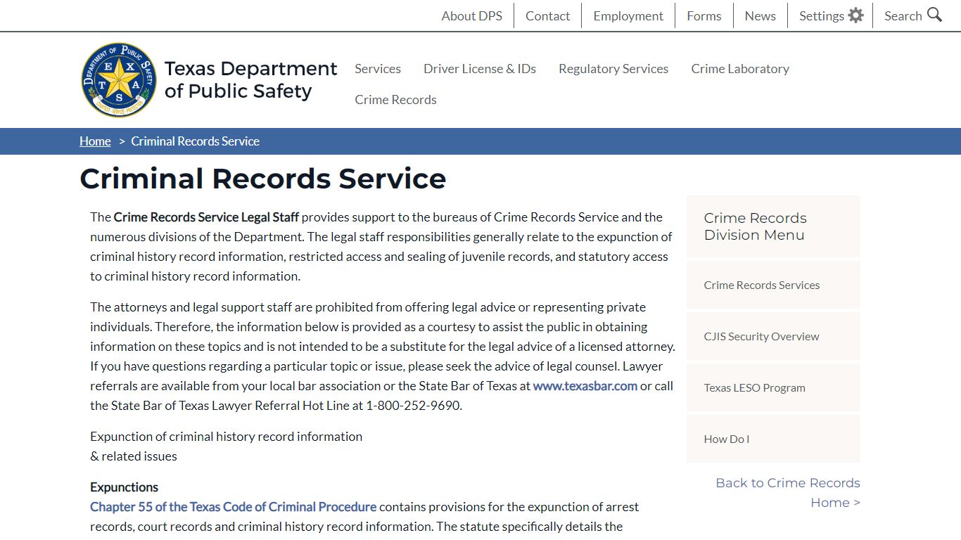 Criminal Records Service - Texas Department of Public Safety